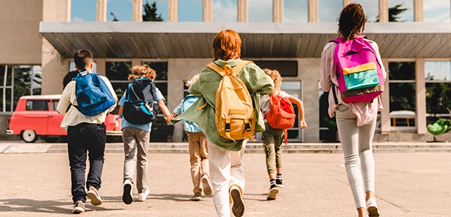 Children walking into school