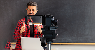 Man teaching on camera