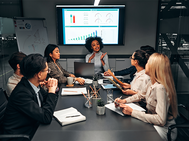 Woman presenting to a group